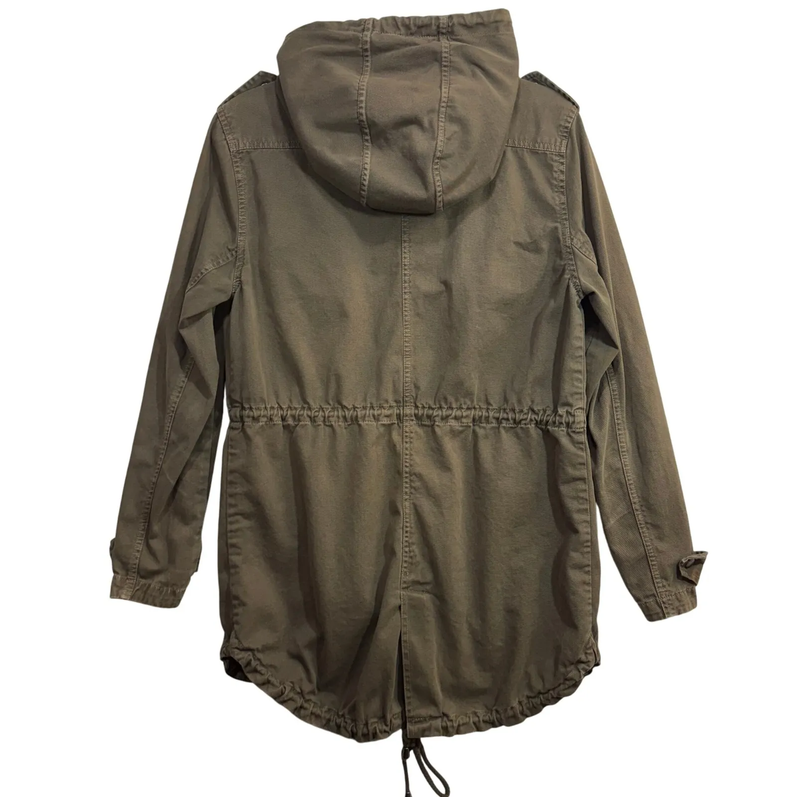 Velvet Graham Spencer M Olive Green Utility Anorak Jacket Hooded Drawstring Fall Brown Size M - Image 6