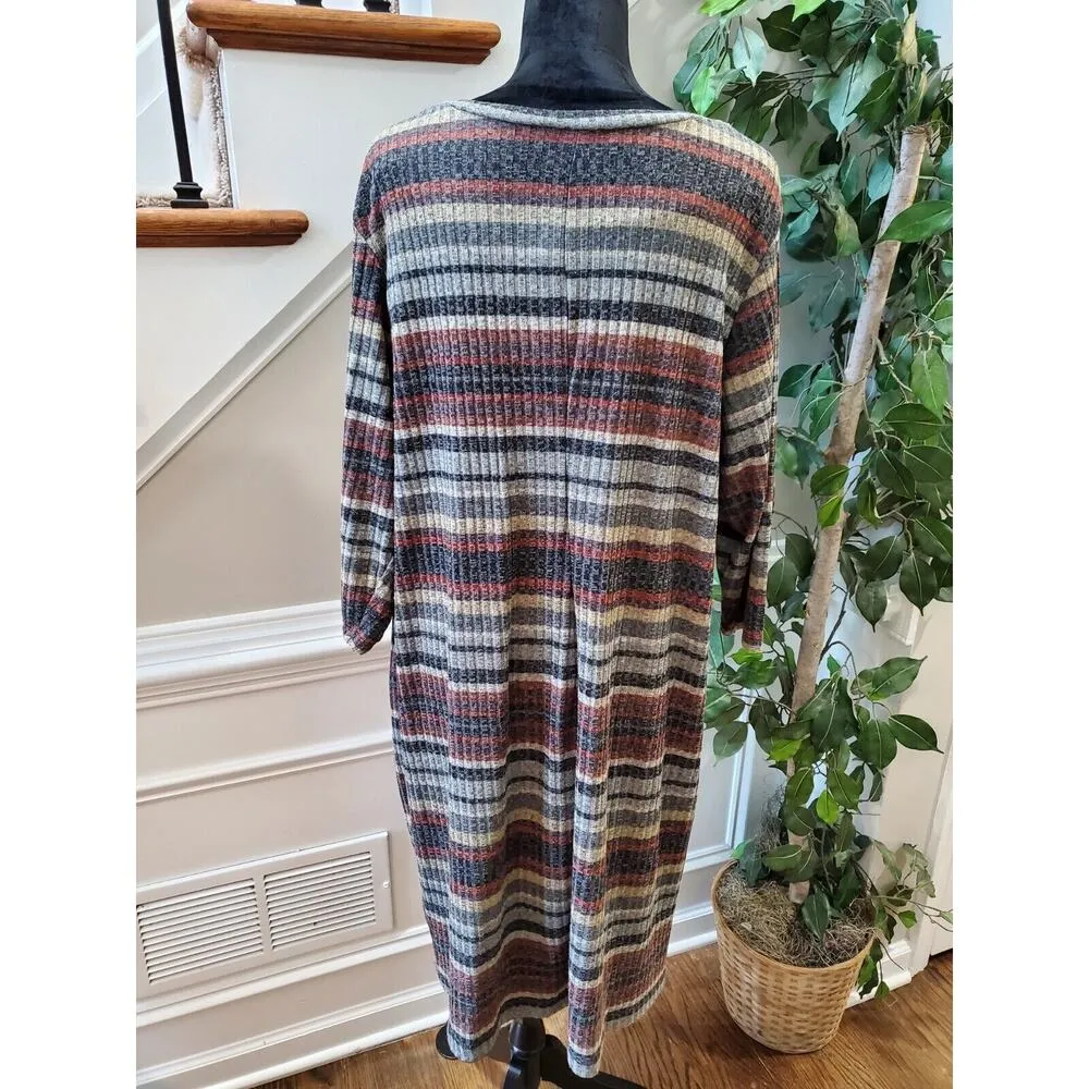 Emma & Michelle Women Polyester Round Neck Long Sleeve Knee Length Dress Size 2X - Image 7