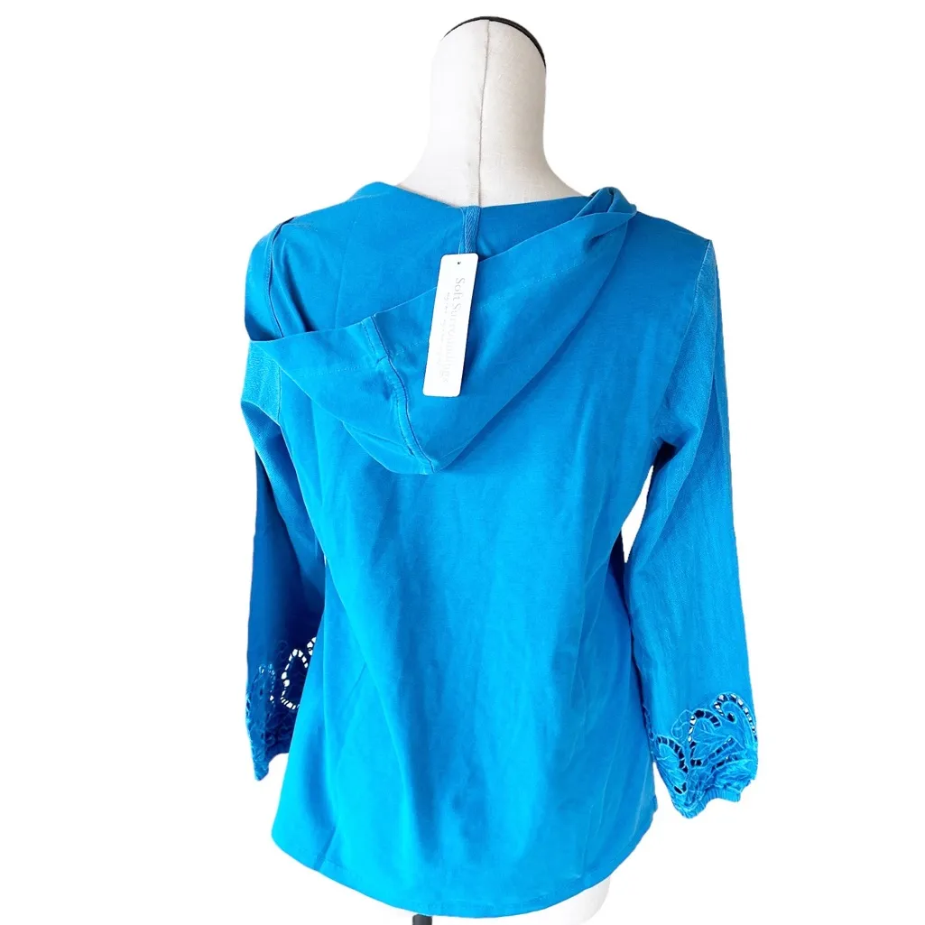 NWT  Soft Surroundings Tops | Retreat Hoodie Tunic In Fjord Blue XS - Image 4