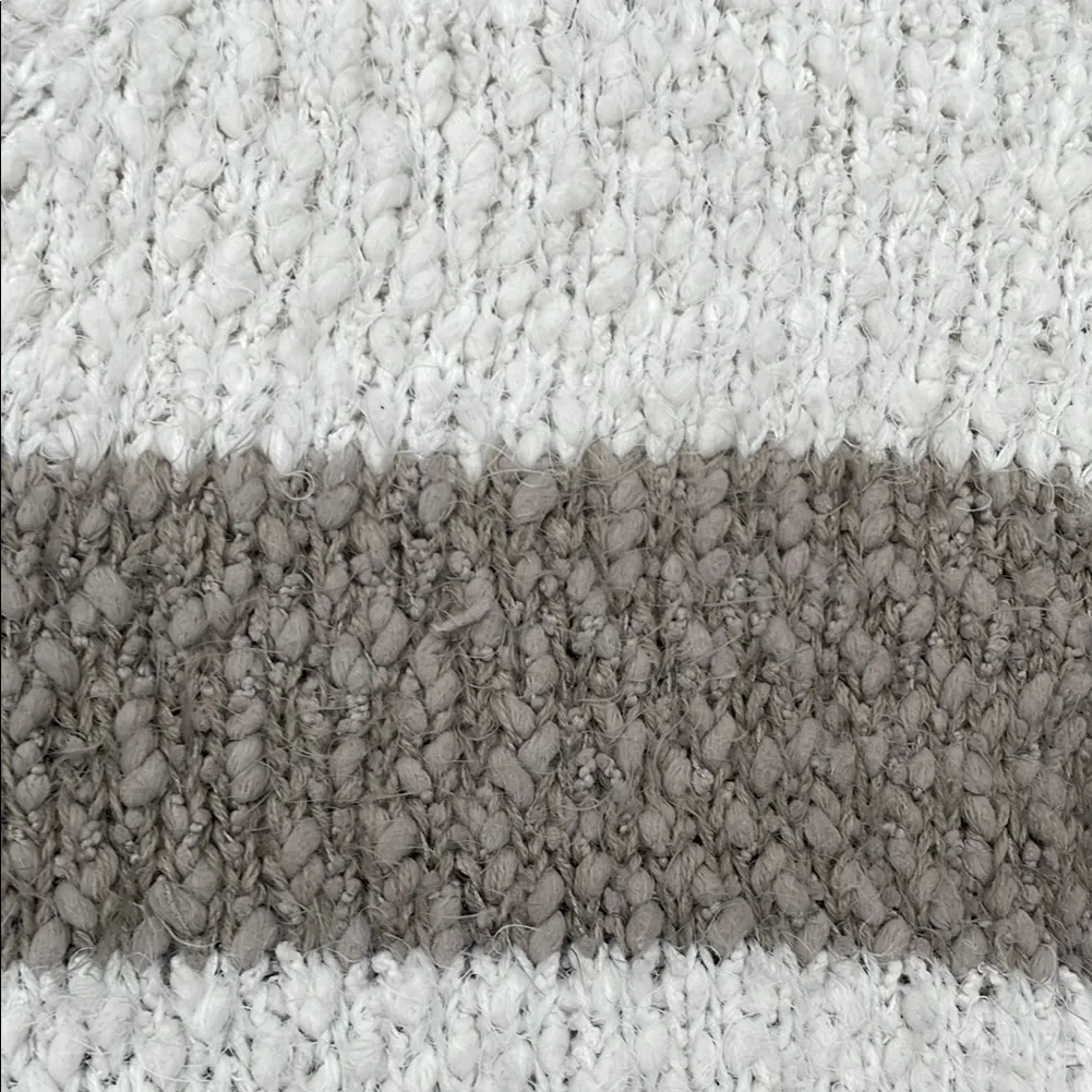 Altar’d State Chunky Knit Striped Sweater in White and Gray - Image 3