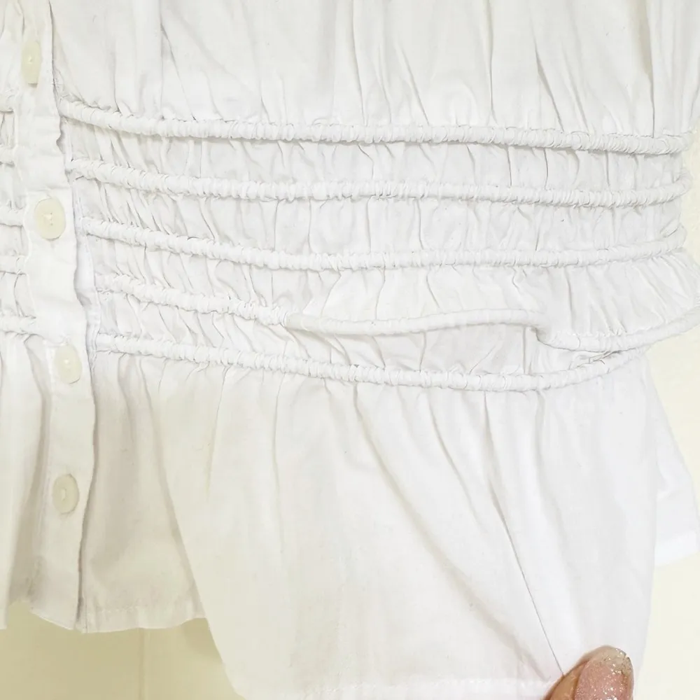 NWT  Smocked Button-Front Top in Poplin Medium - Image 3