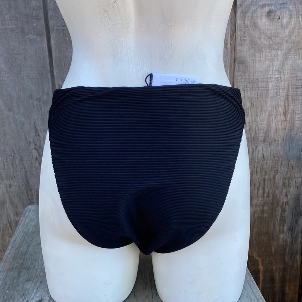 New JCrew Black Ribbed High Rise Swim Bottom Style BE808 New With Tags Women's S - Image 3