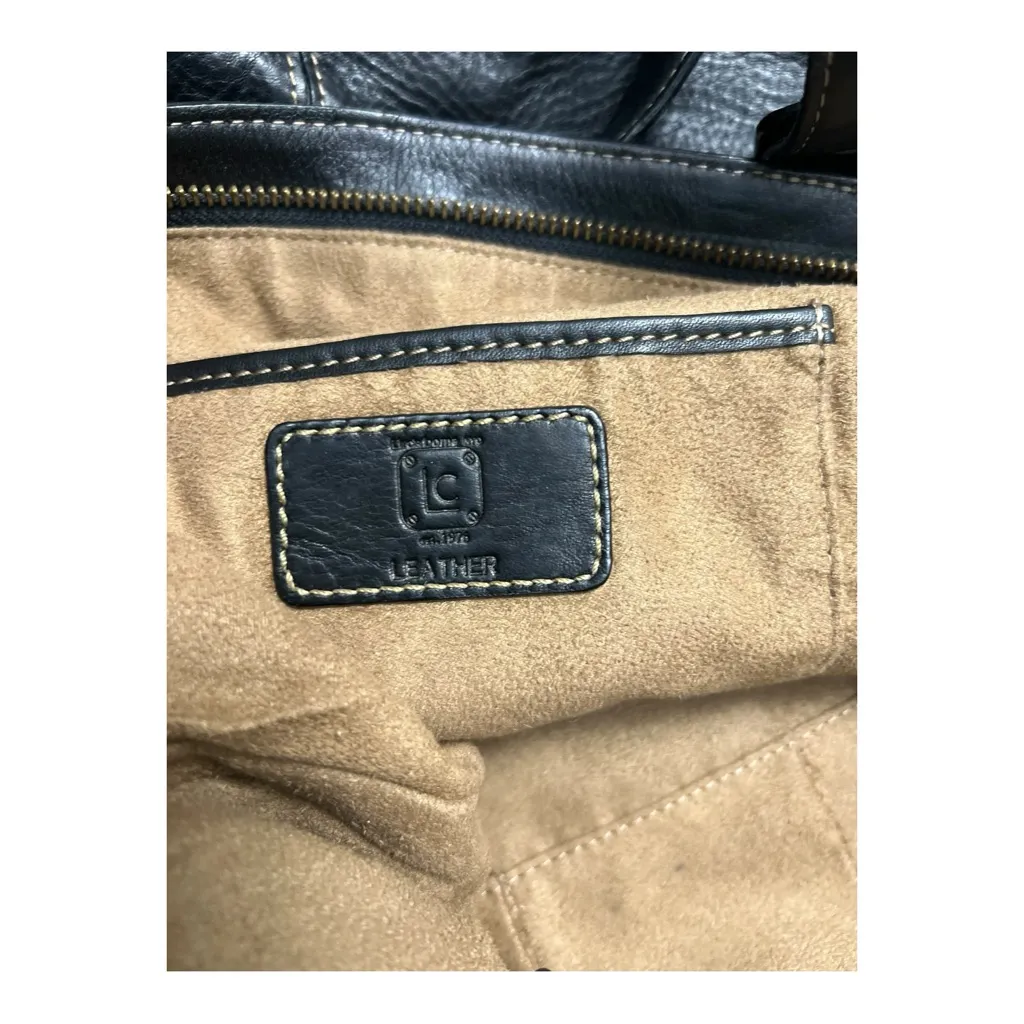 Liz Claiborne Black Genuine Leather Tote with Zipper Accents - Image 6