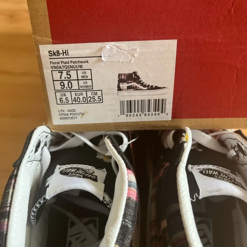 Vans  - Sk8 Hi Floral Plaid Patchwork Women 9.0 US - Image 11