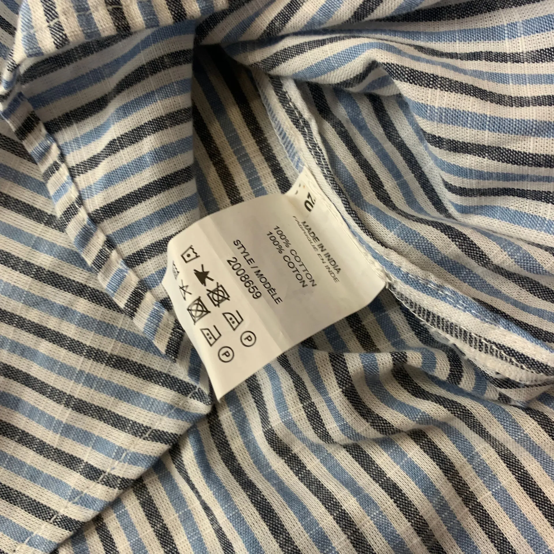 Miller's Regular Collar Cotton Shirt Blue Striped Size M - Image 3