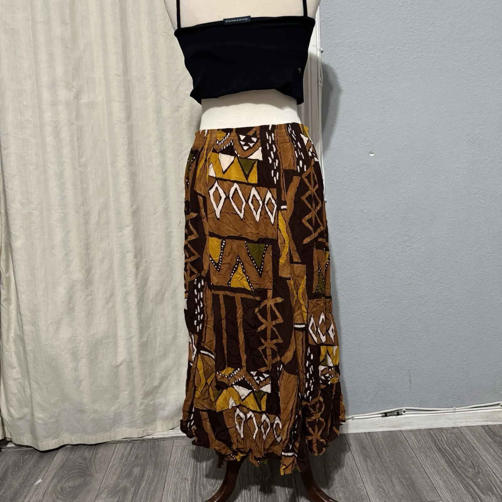 Jennifer Lauren Women Boho Brown Fairy Elastic band Hippie Maxi African Skirt 1X - Image 7