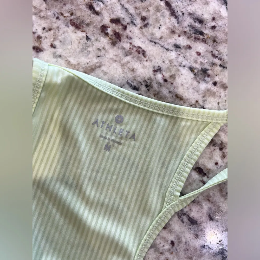 Athleta Neon Yellow Striped Tank Top - Image 4