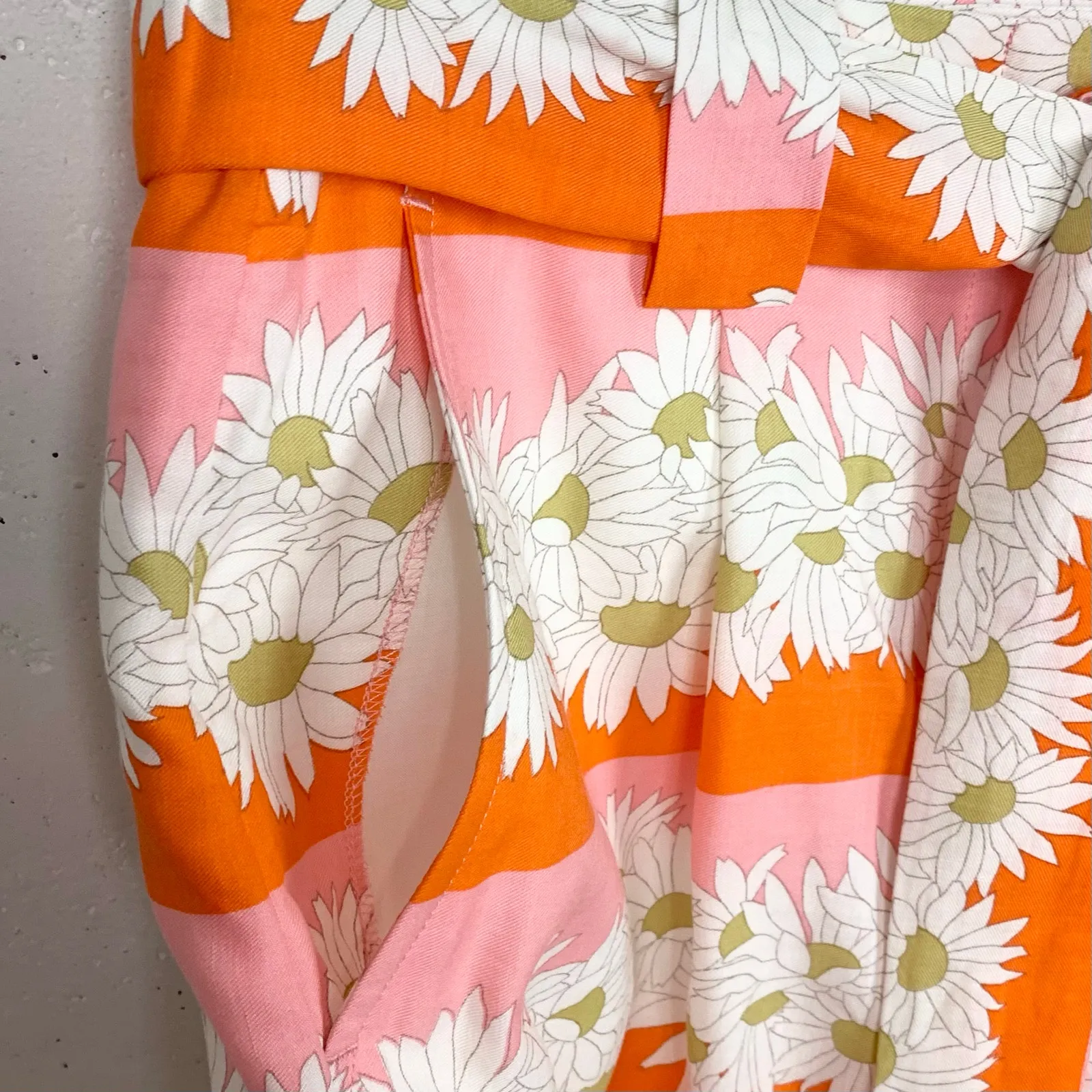 Spartina 449 Aria Shorts Audubon Daisy Stripe Pleated Tie Belt Linen Blend 4 - Image 13