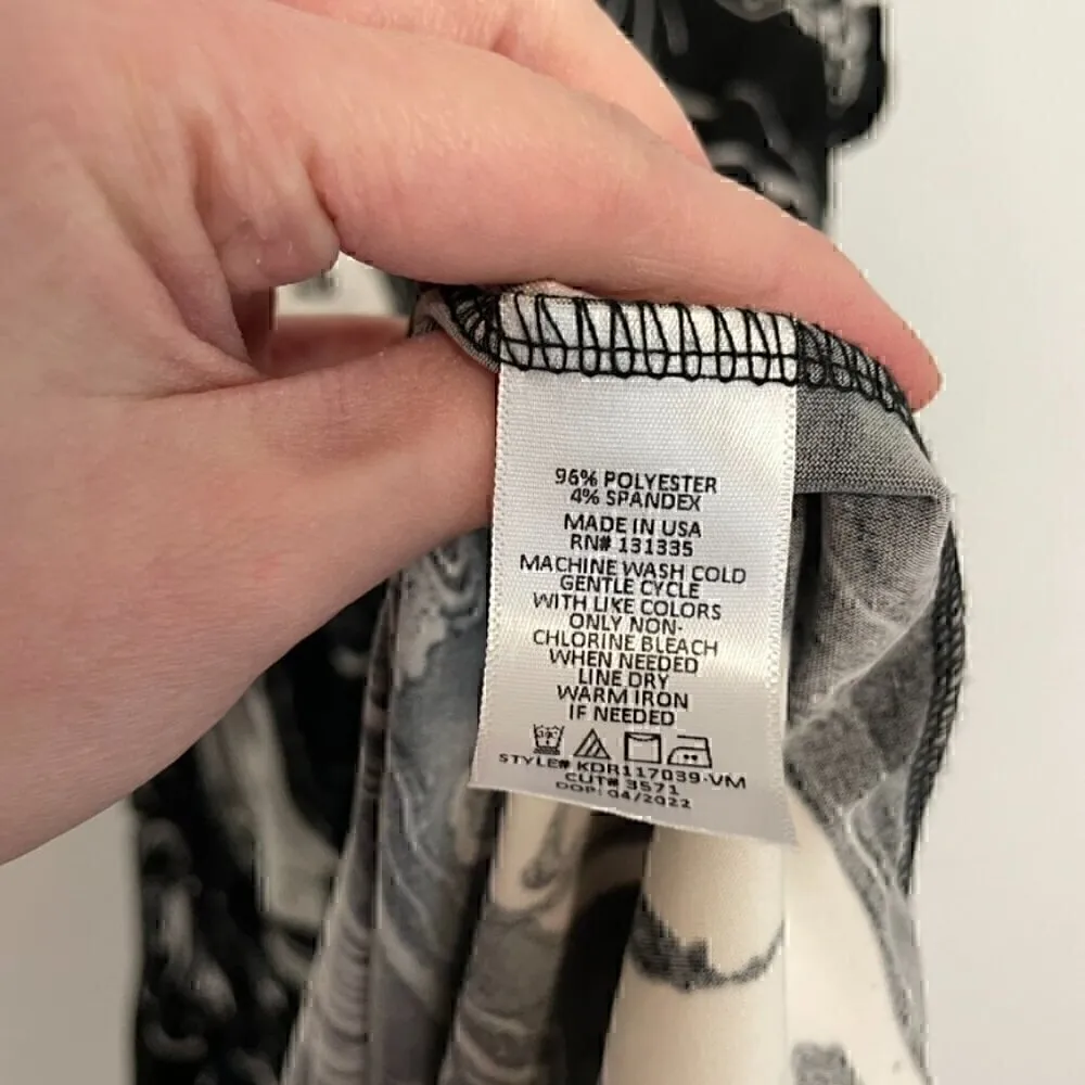 LOLA GRACE / DRY GOODS Black White Marble Swirl Geometric Sleeveless Mini Dress - Image 7