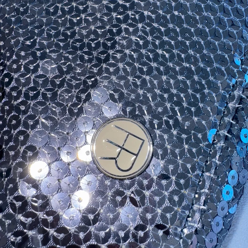 Felix Ray New York Gray Silver Shiny Sequin Clutch Bag With Bow Detail - Image 9