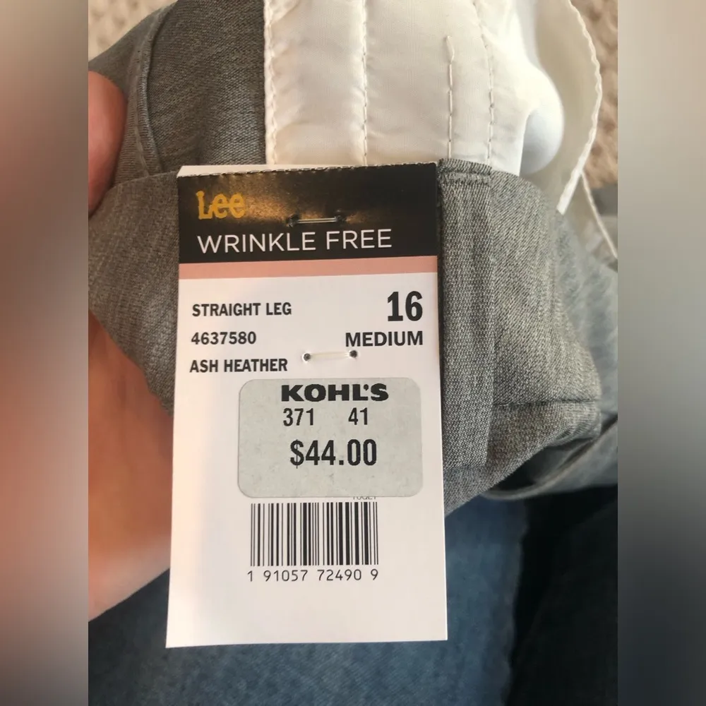 Lee Women's Pants Gray Size 16 Effortless Wash & Wear Relaxed Fit Straight Mid - Image 10