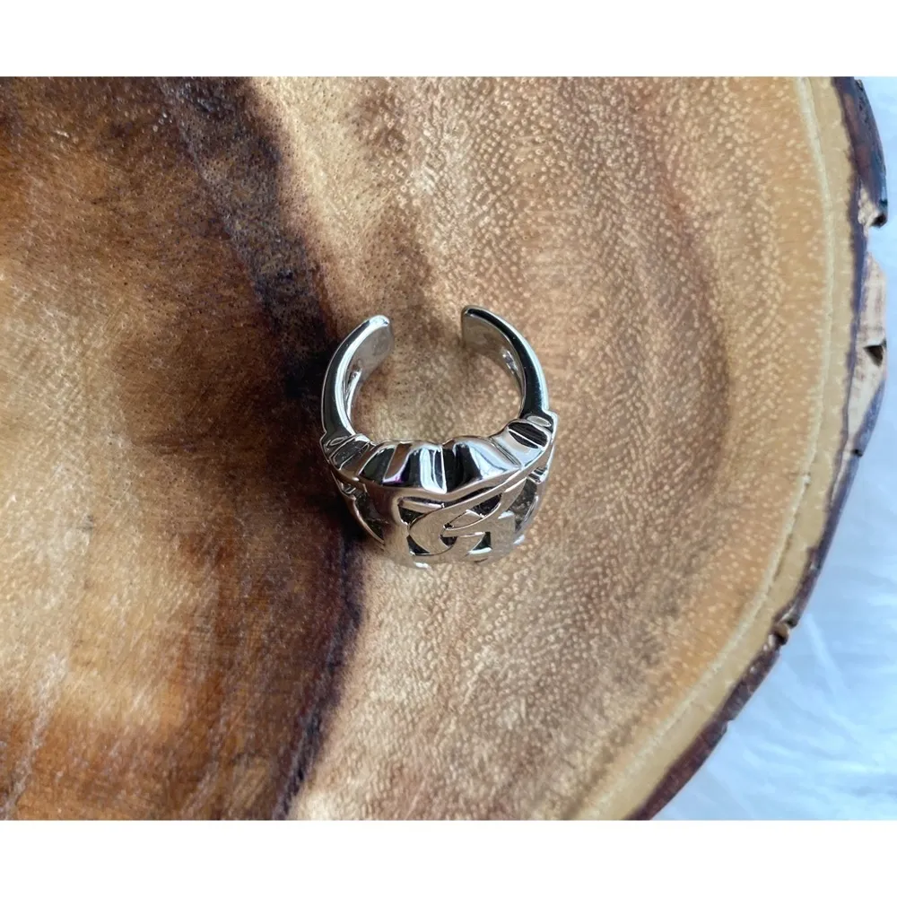 NWT Roberto Cavalli Silver Interlocking Logo Ring - Image 4