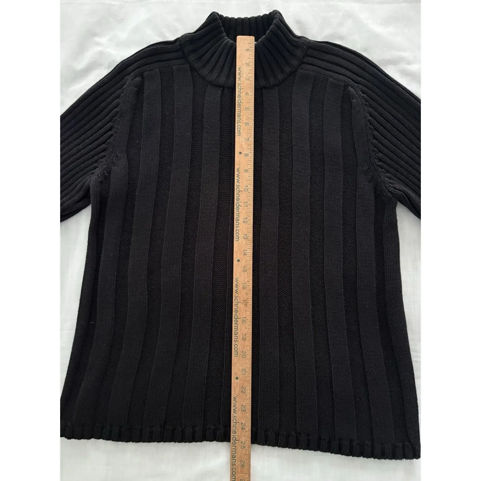 Vintage Illig Sweater Womens Large Black Turtle Neck Wide Cable Knit Thick - Image 8