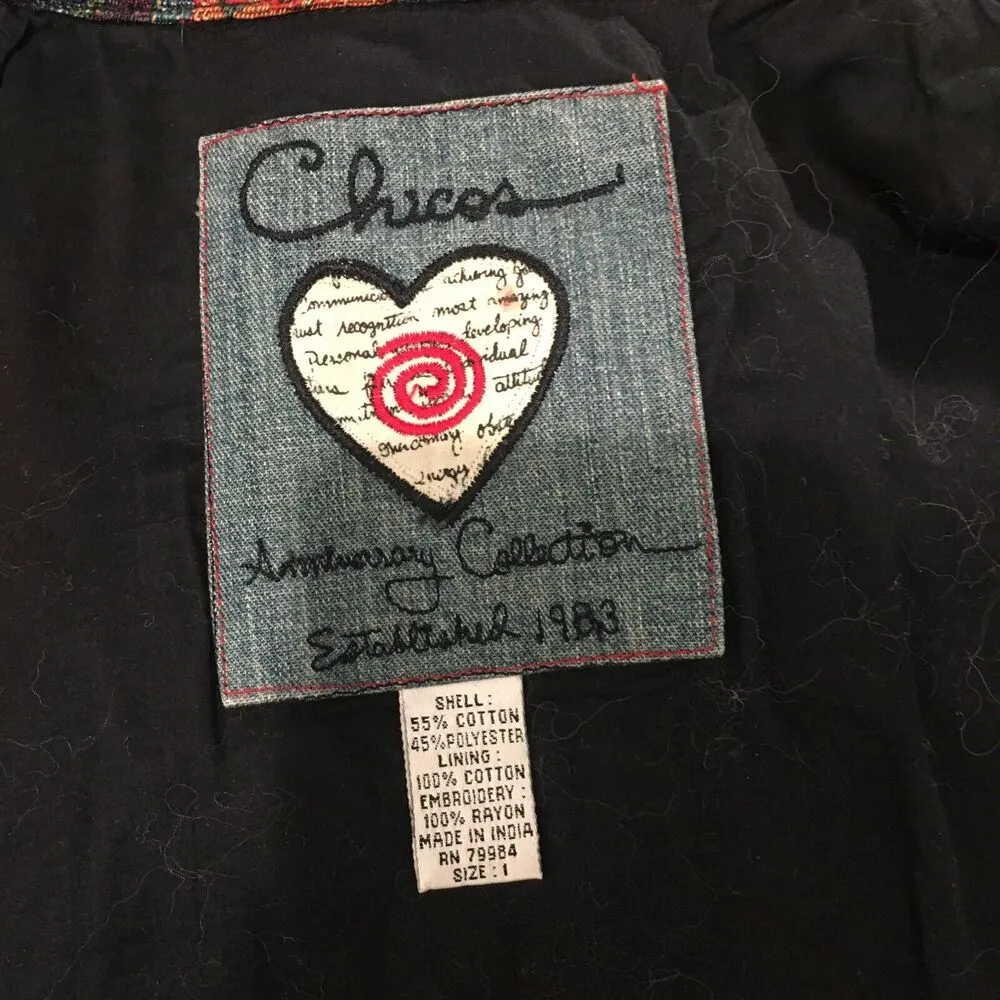 CHICO'S Boho Rust Velvet Cropped Beaded Embroidered Paisley Jacket 1 Small - Image 7