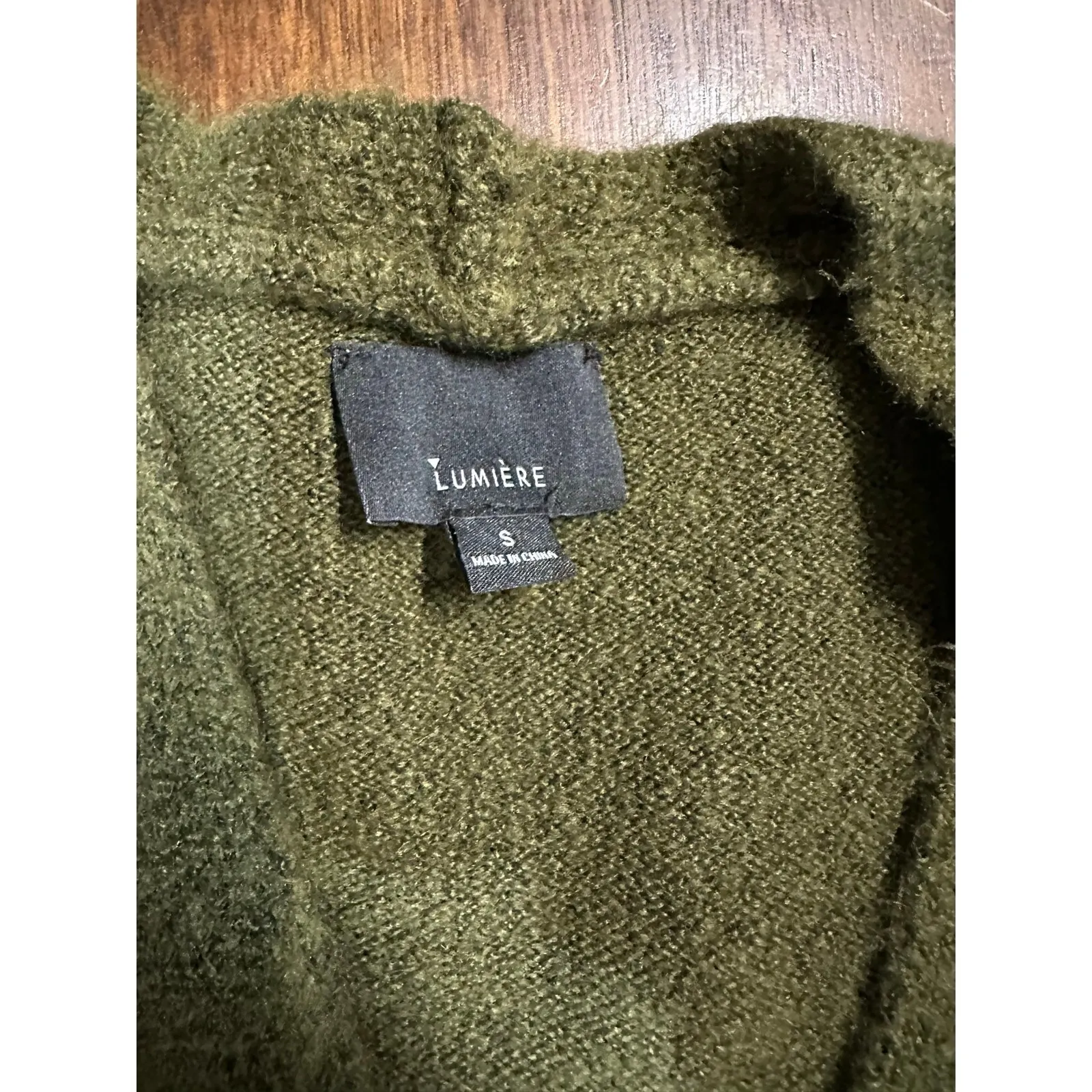 Comfy Long Duster Cadigan Sweater Women Small Chunky Academia Grunge Dark Warm Green - Image 2