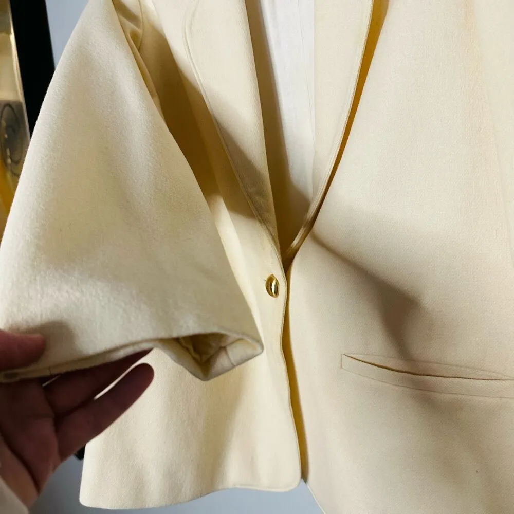 Vintage Block Island Petites Wool Shoulder Pad Single Button Blazer Jacket size8 Size 8 - Image 3