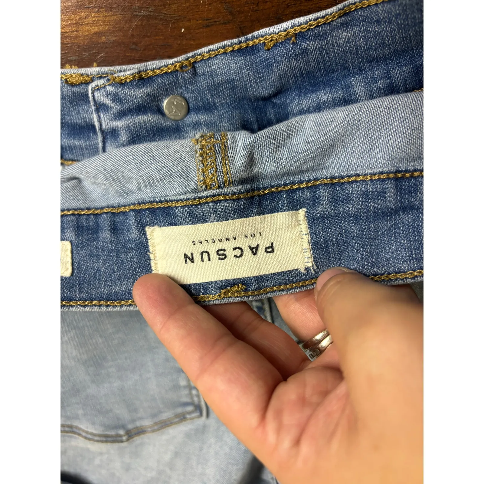 PacSun Distressed Denim Shorts Size 23 | Light Wash Cuffed Jean Shorts - Image 3