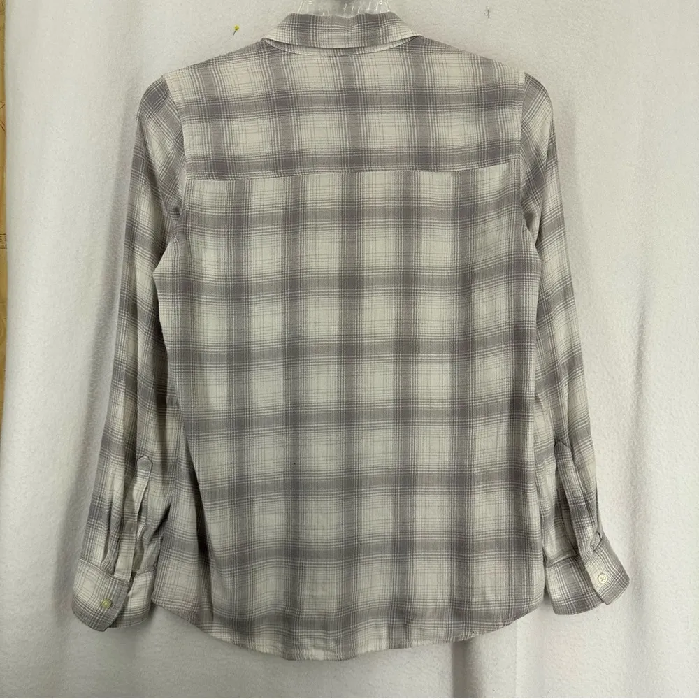 Gap Button Down Flannel Long Sleeve Shirt Womens Small Grey - Image 7