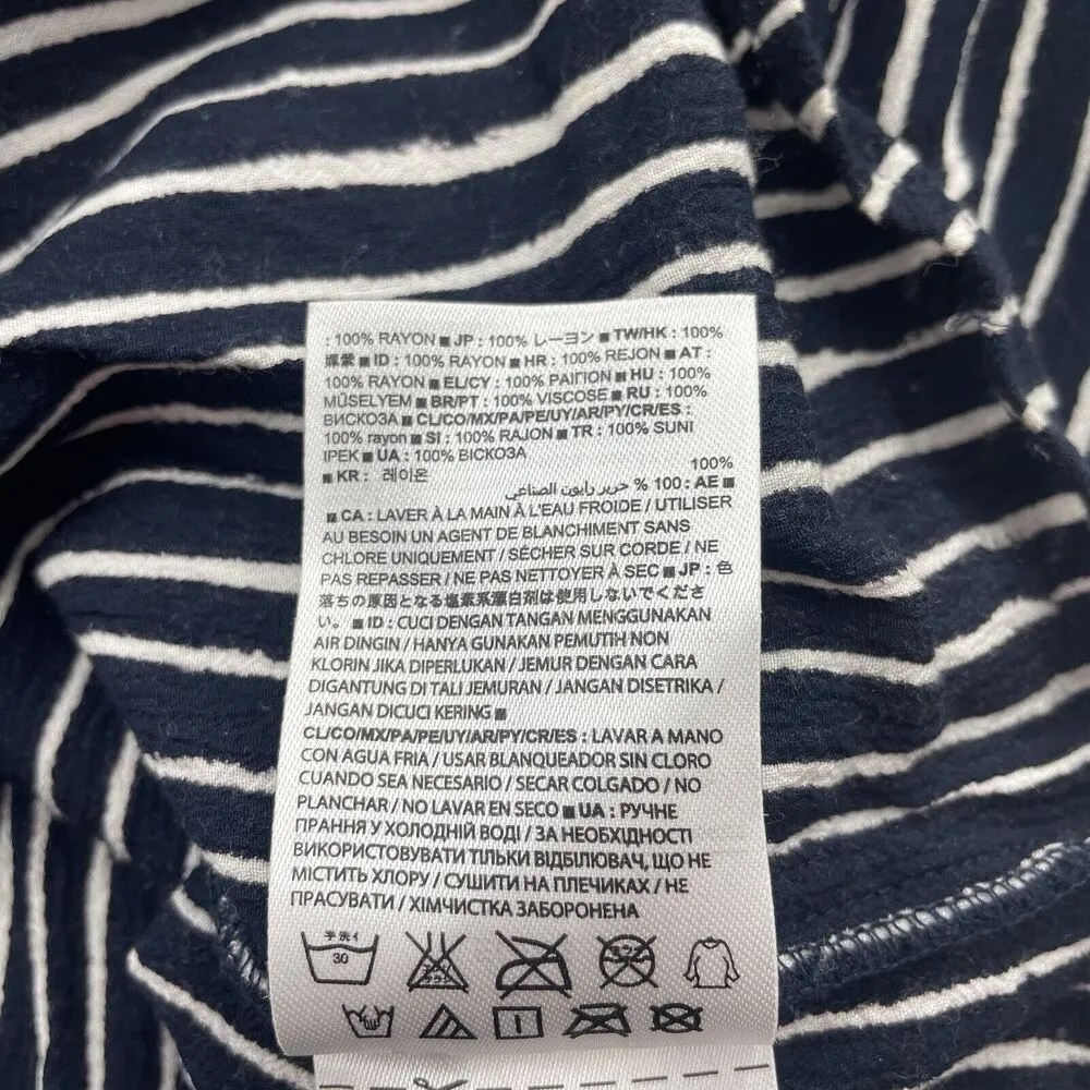 Gap Size XL Tie Shirt Dress Wrap Front Long Sleeve True Indigo Navy Blue Stripe - Image 12