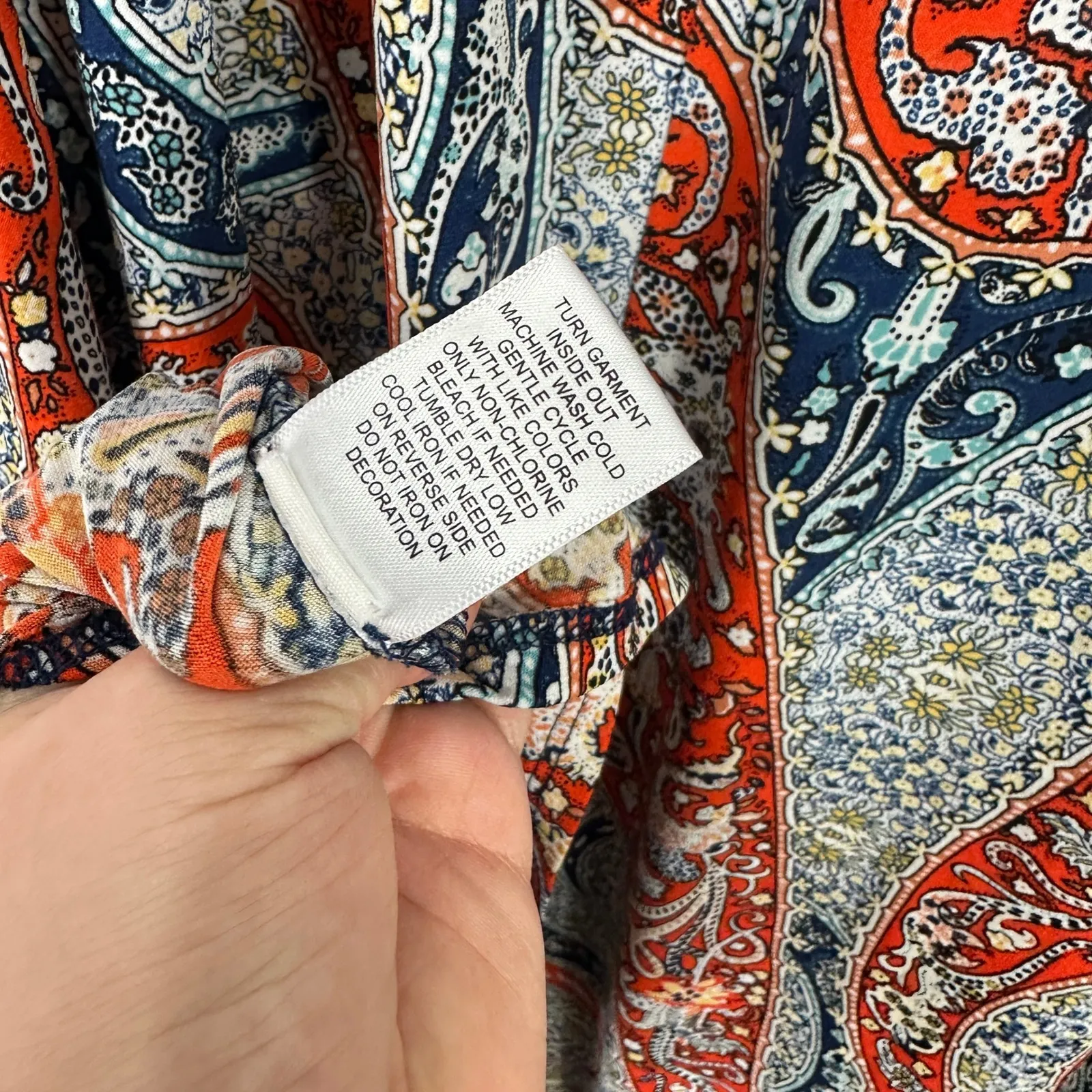 OneWorld Boho Midi Dress Womens Plus 2X Paisley Patchwork Indie Hippie Festival - Image 5