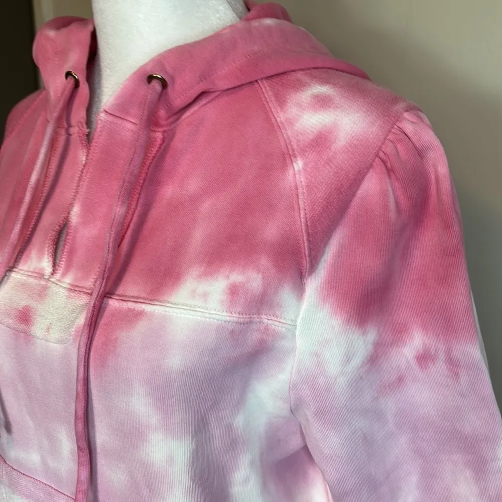 LoveShackFancy Cropped Hoodie Sweatshirt Bubble Gum Pink Tie Dye NWT Size Small - Image 9