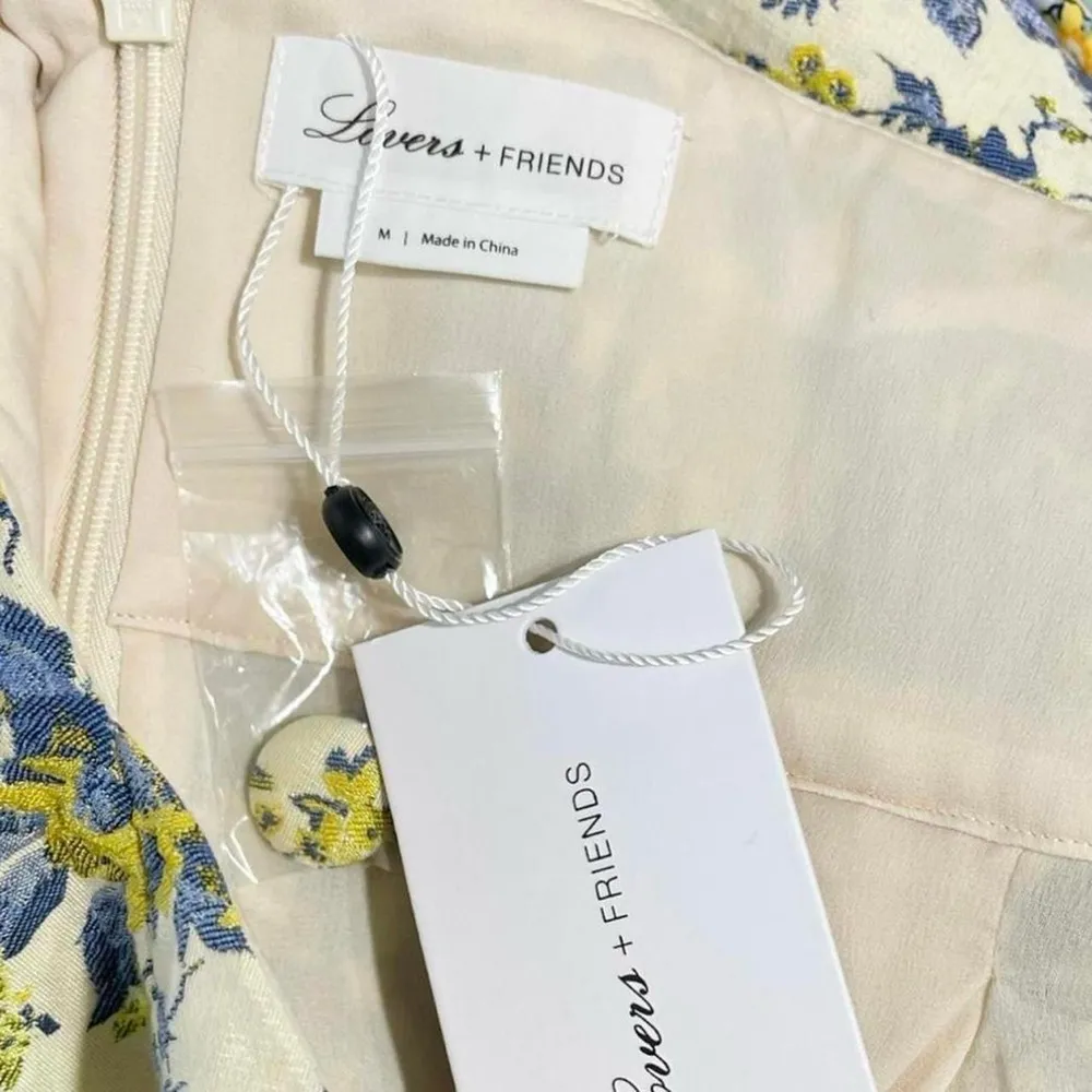 LOVERS + FRIENDS Foster Jacquard Floral Mini Dress, Yellow & Blue, Medium - Image 9