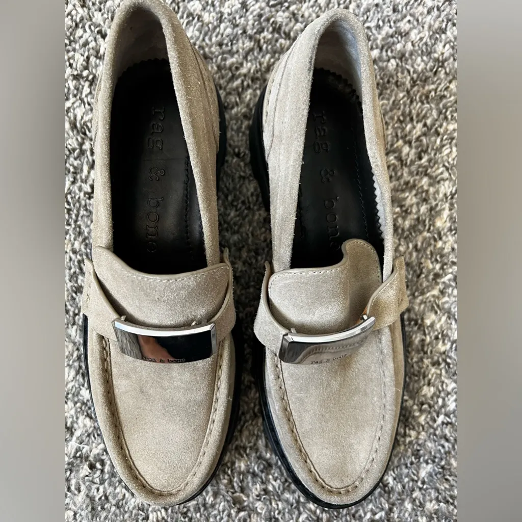 Rag & Bone Women’s‎ New Light Tan Sand Suede Shiloh 2.0 Lug Loafers Size 8 - Image 5
