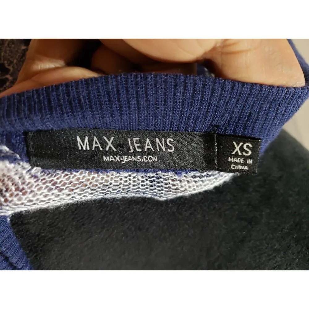 Max Jeans Women's Blue Floral Rayon Crew Neck Long Sleeve Sweater Size X-Small - Image 8