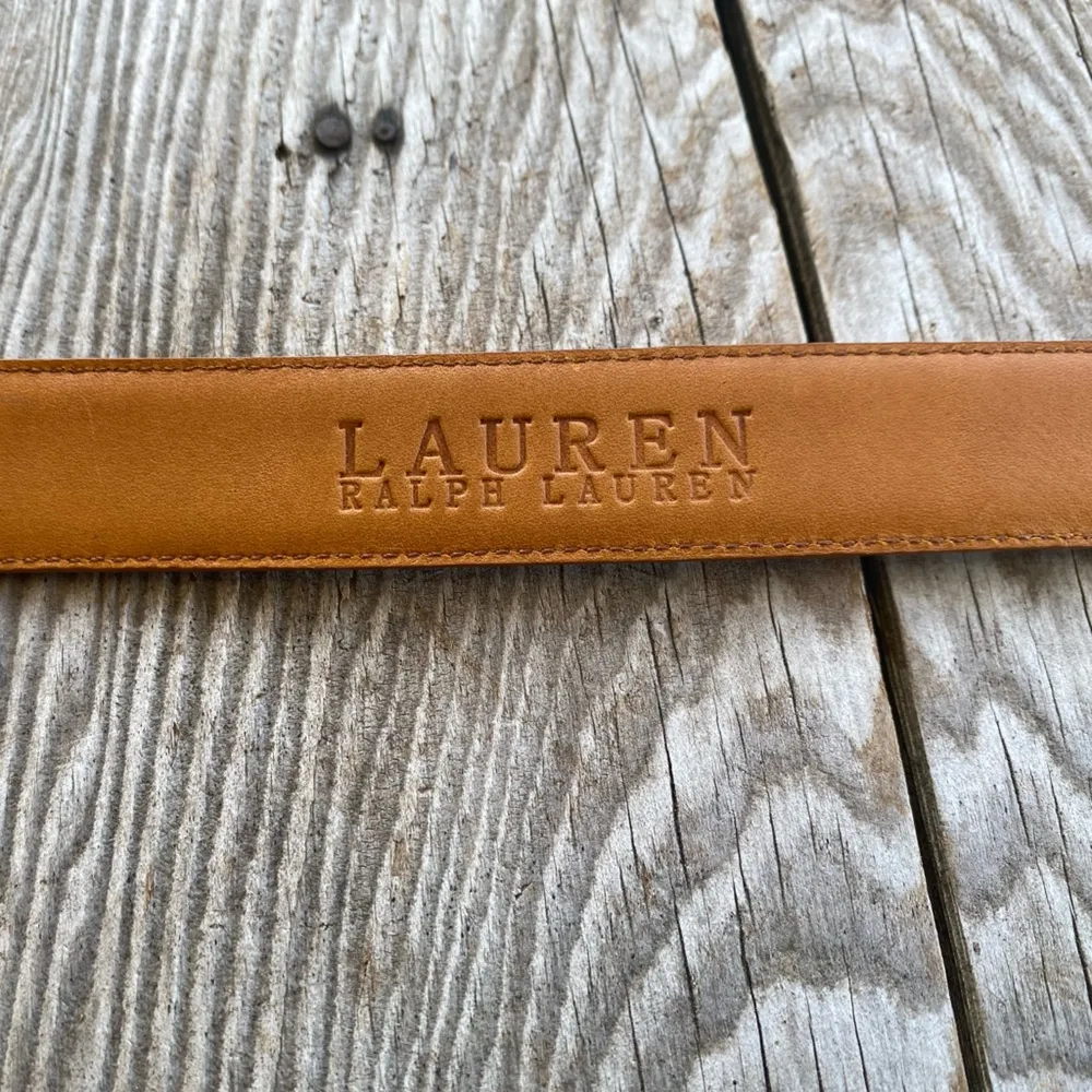 Lauren Ralph Lauren Faux Crocodile Italian Leather Belt Tan - Image 3