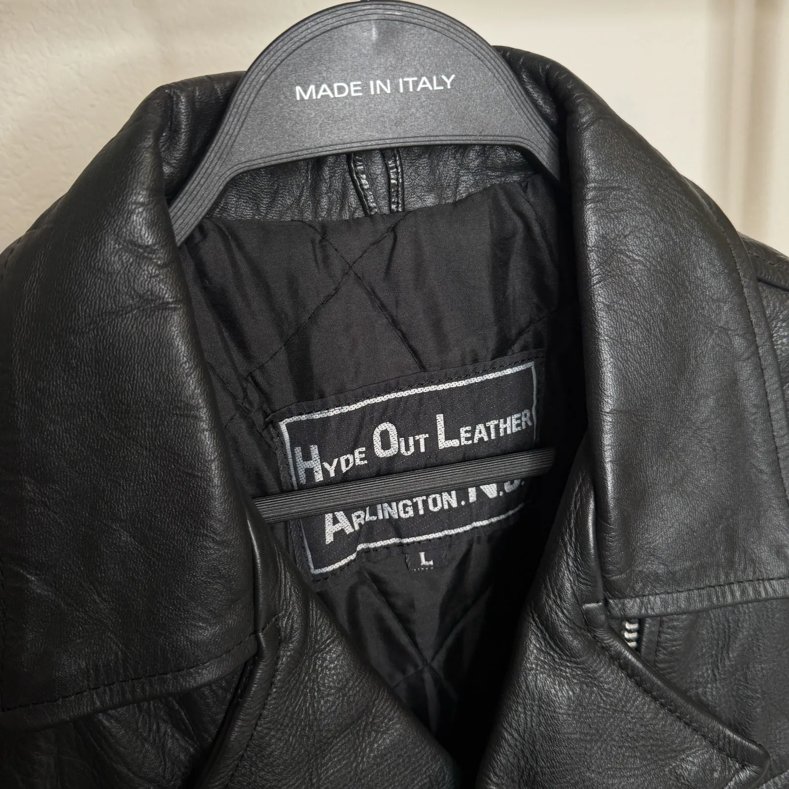 Vintage Hyde Out Leather Black Fringe Leather Jacket Size L - Image 7