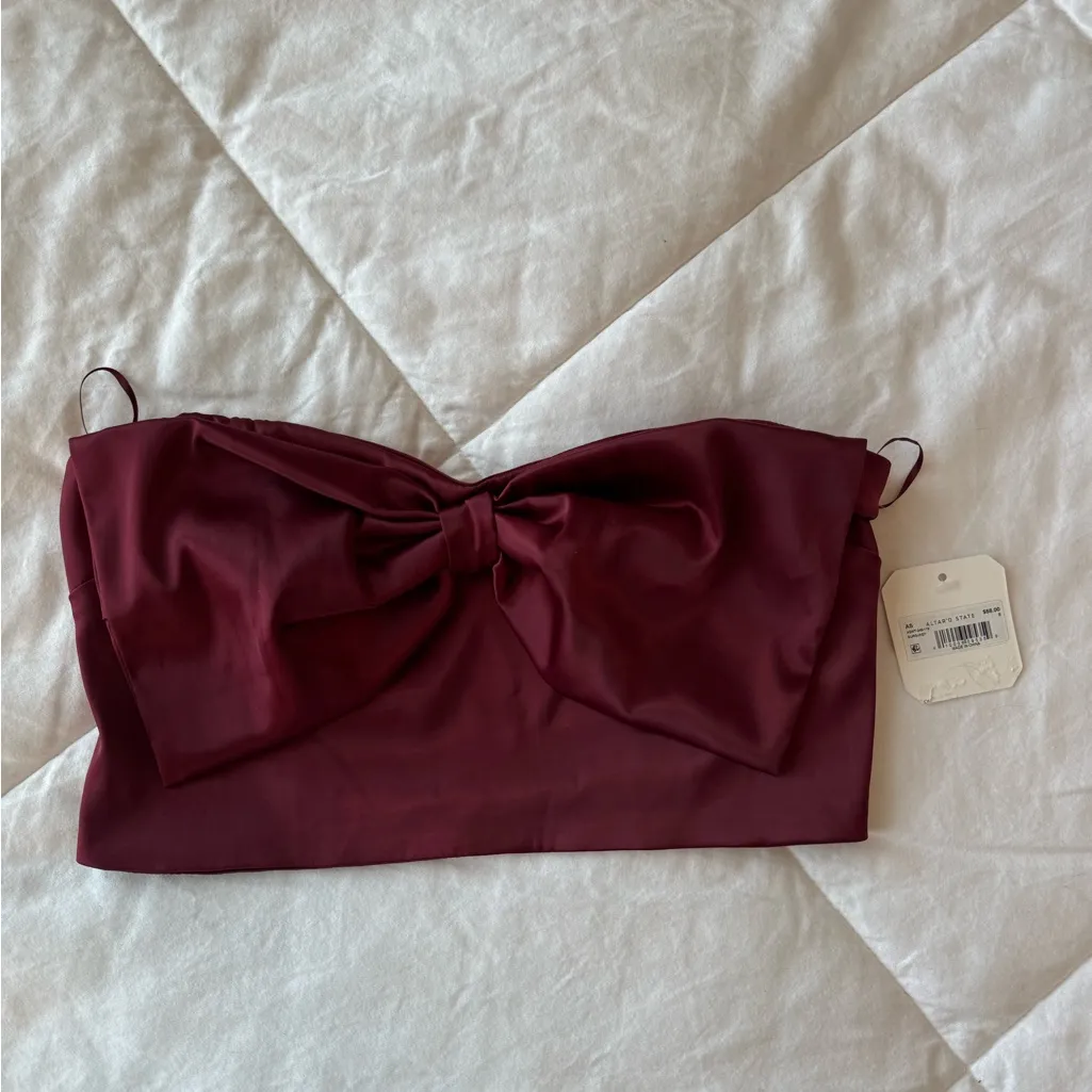 NWT Altar’d State Burgundy/ Maroon Bow Top - Image 2