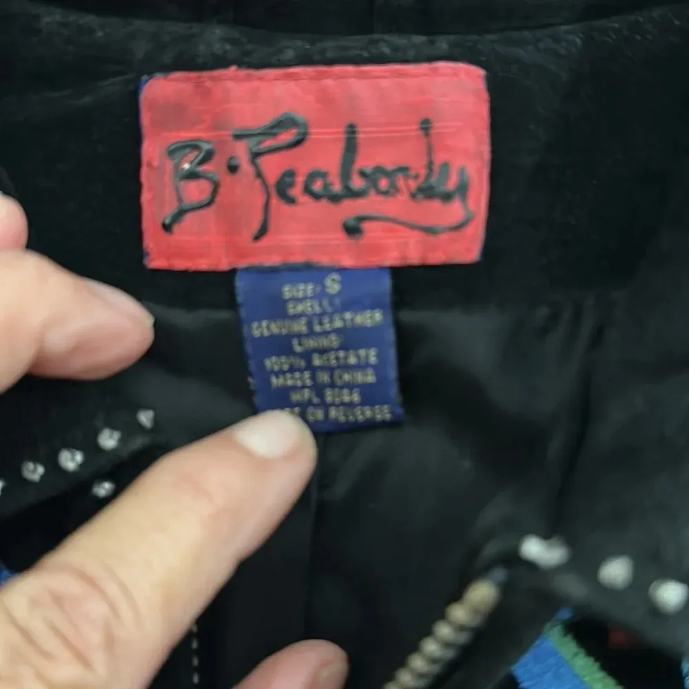 Vintage Handpainted Leather Vest Sz S Purple - Image 5