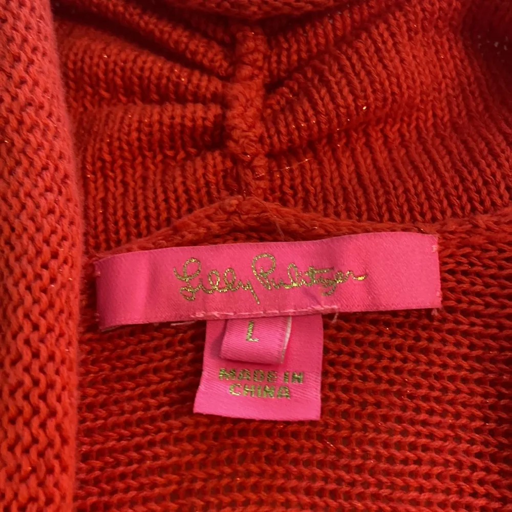 Lilly Pulitzer Cardigan Elegant Red Women's Sweater with Fringe length 32” - Image 9