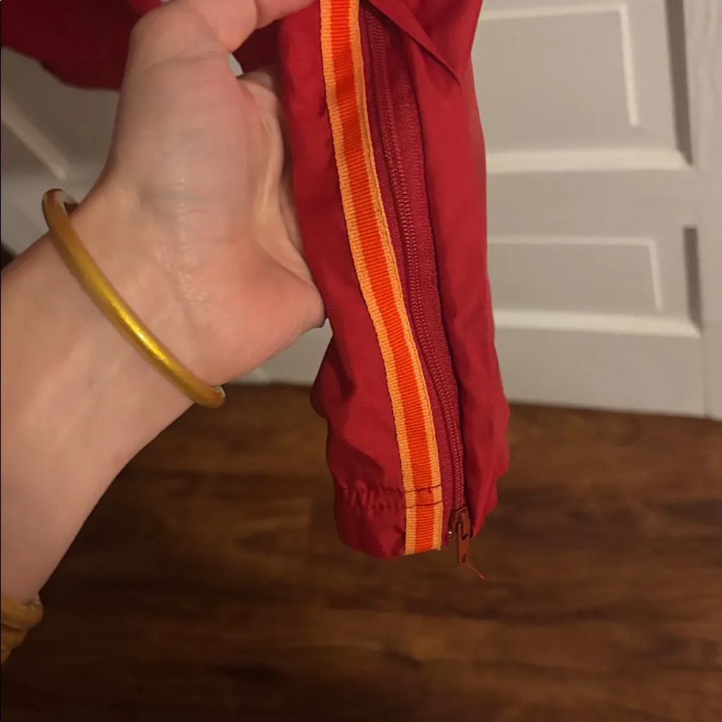 Y2K Old Navy Red Track Pants with Orange Stripes - Image 5