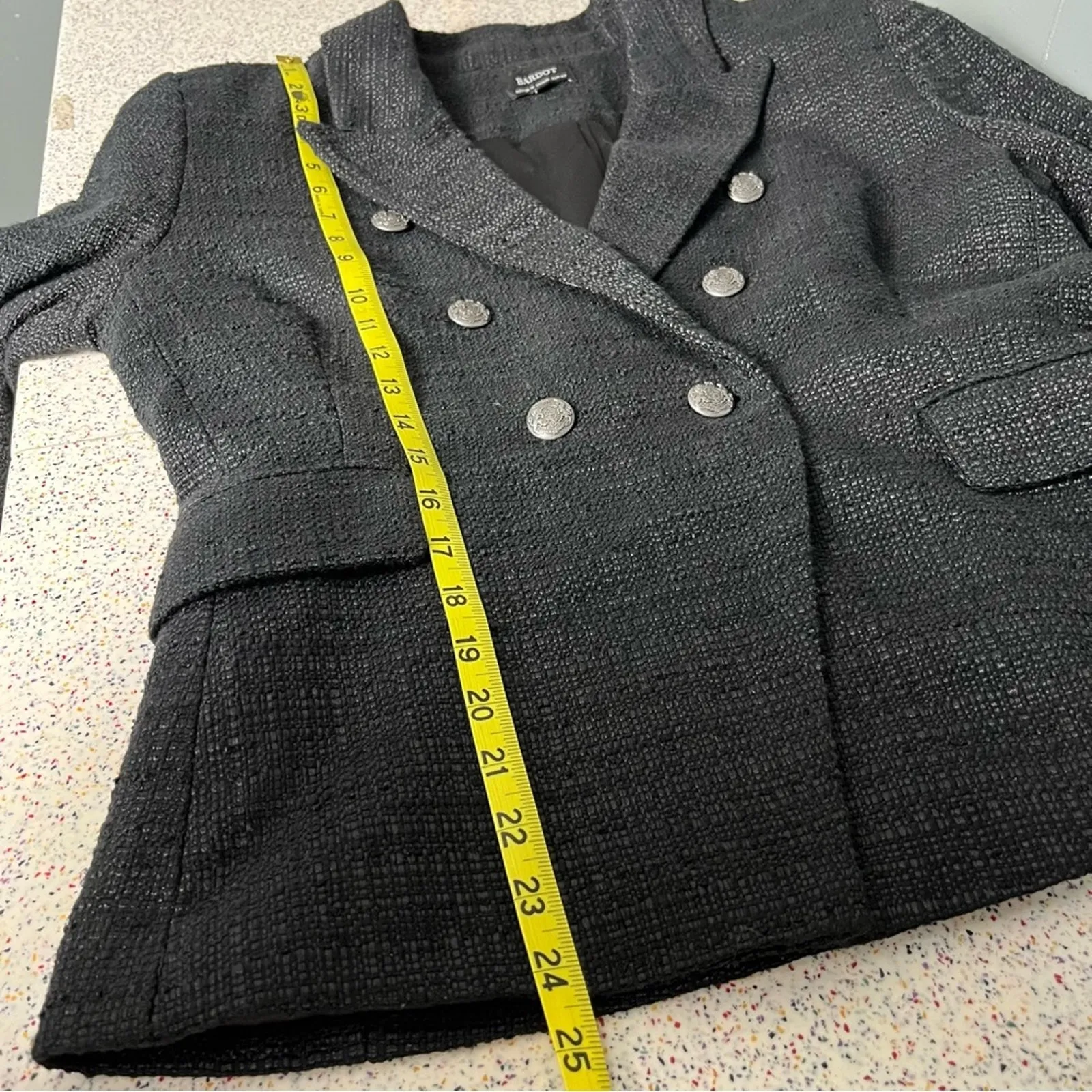Bardot Boucle Tweed Blazer Double Breasted Cotton Blend Suit Coat Women’s 12/XL - Image 8