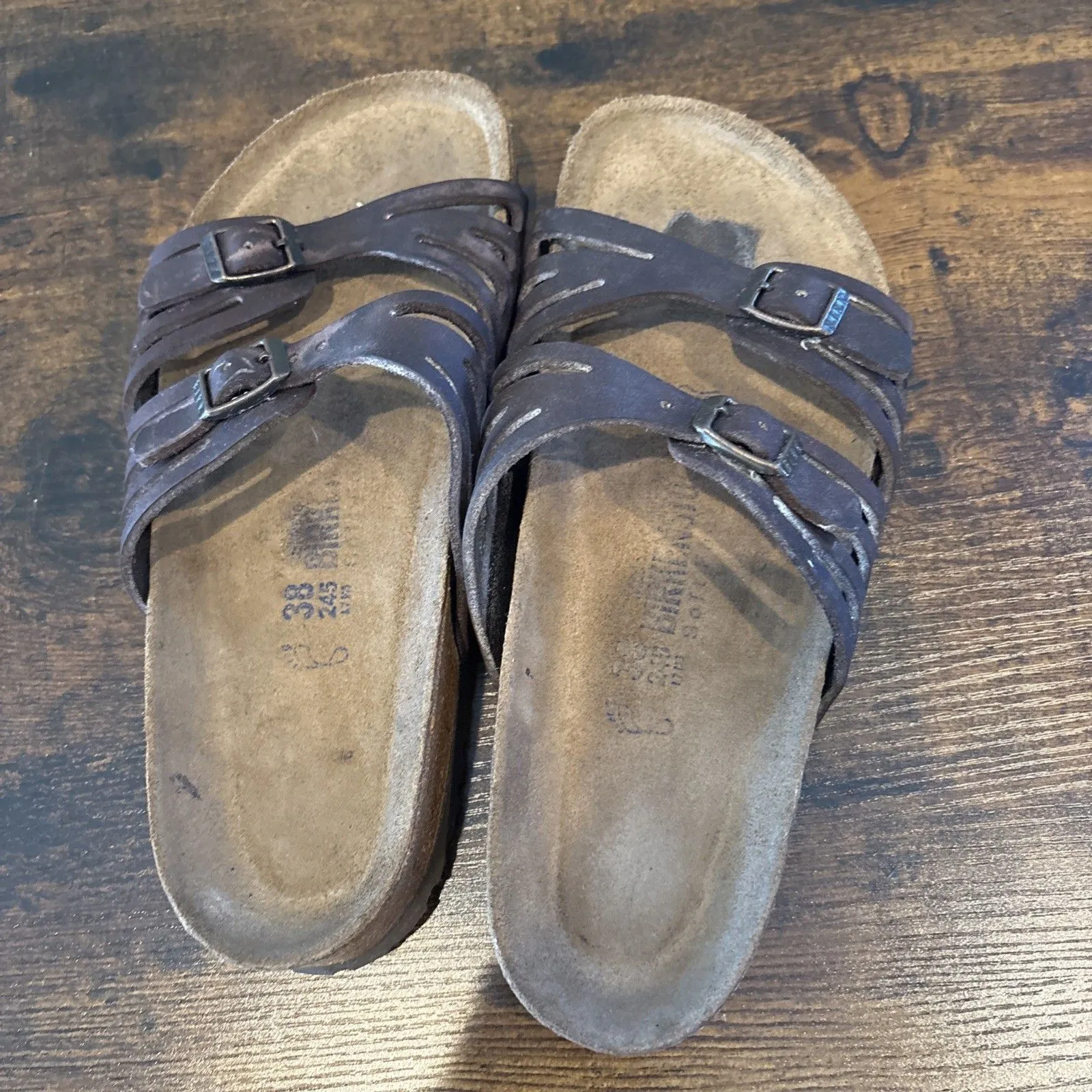 Birkenstock Granada Slide Sandal Women Size 38 US Size 7 Brown Oiled Leather - Image 3