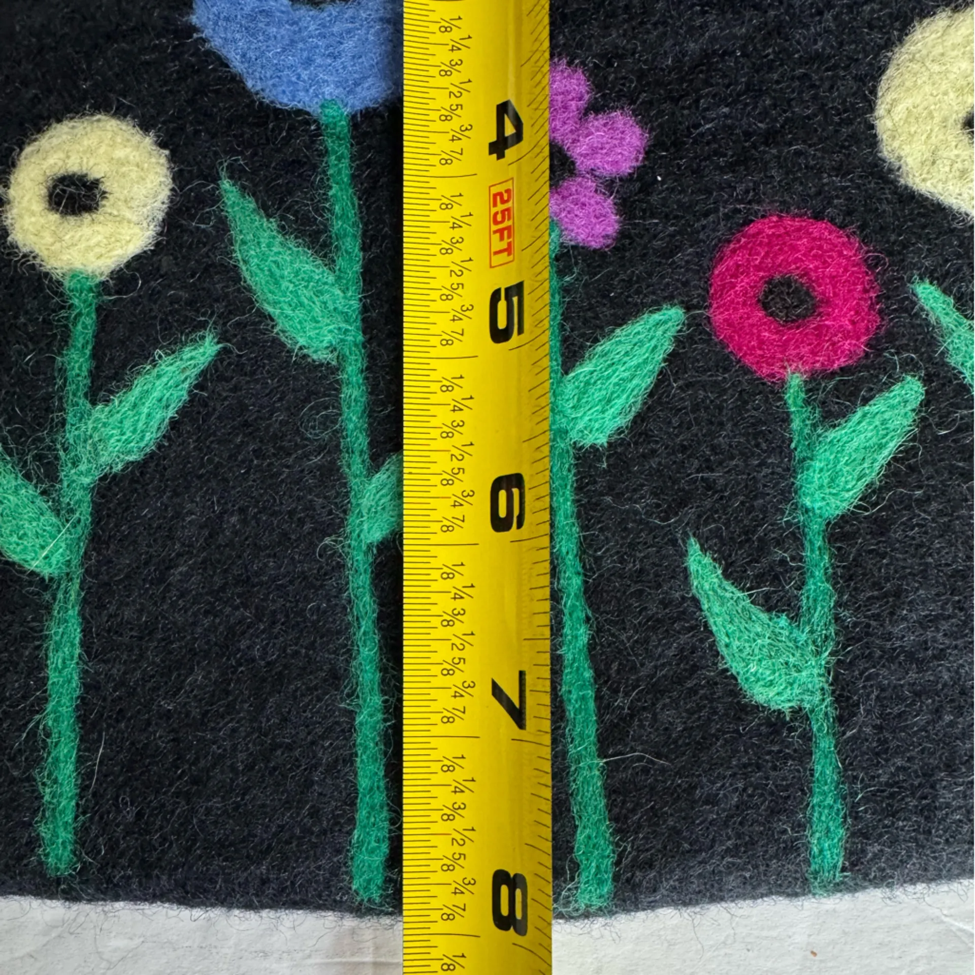 Frabjous Fibers wool Black wristlet Colorful Floral Design felted boho - Image 6