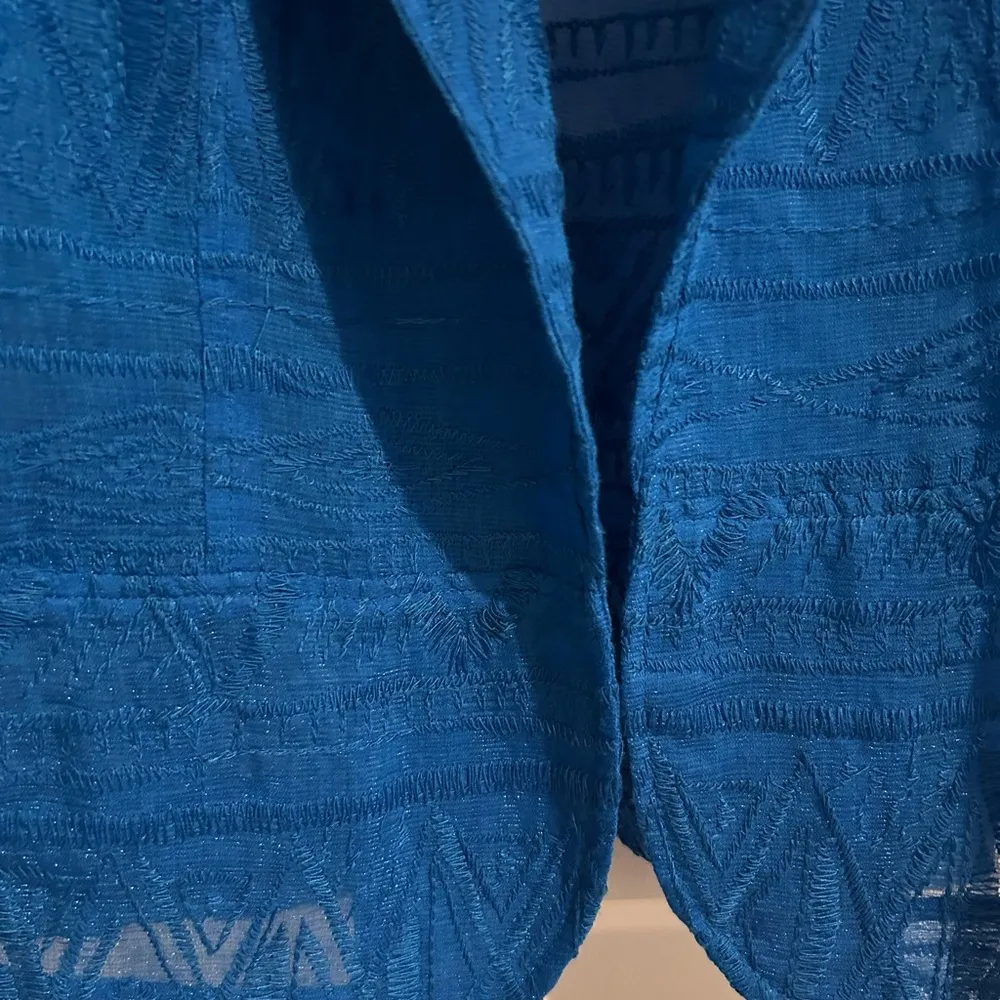 Chicos Sheer Embroidered Jacket Blue Size M Chicos 1 - Image 5
