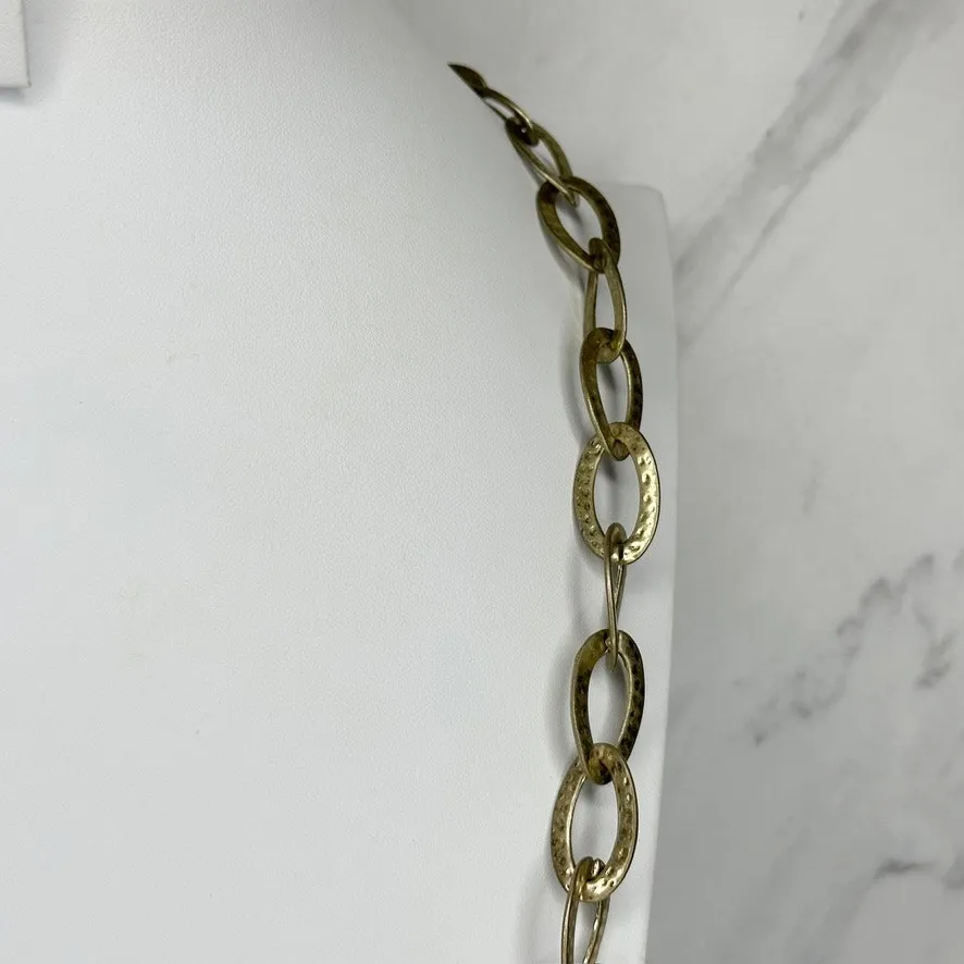 Hammered Gold Tone Long Chain Link Necklace Adjustable ✨ - Image 10