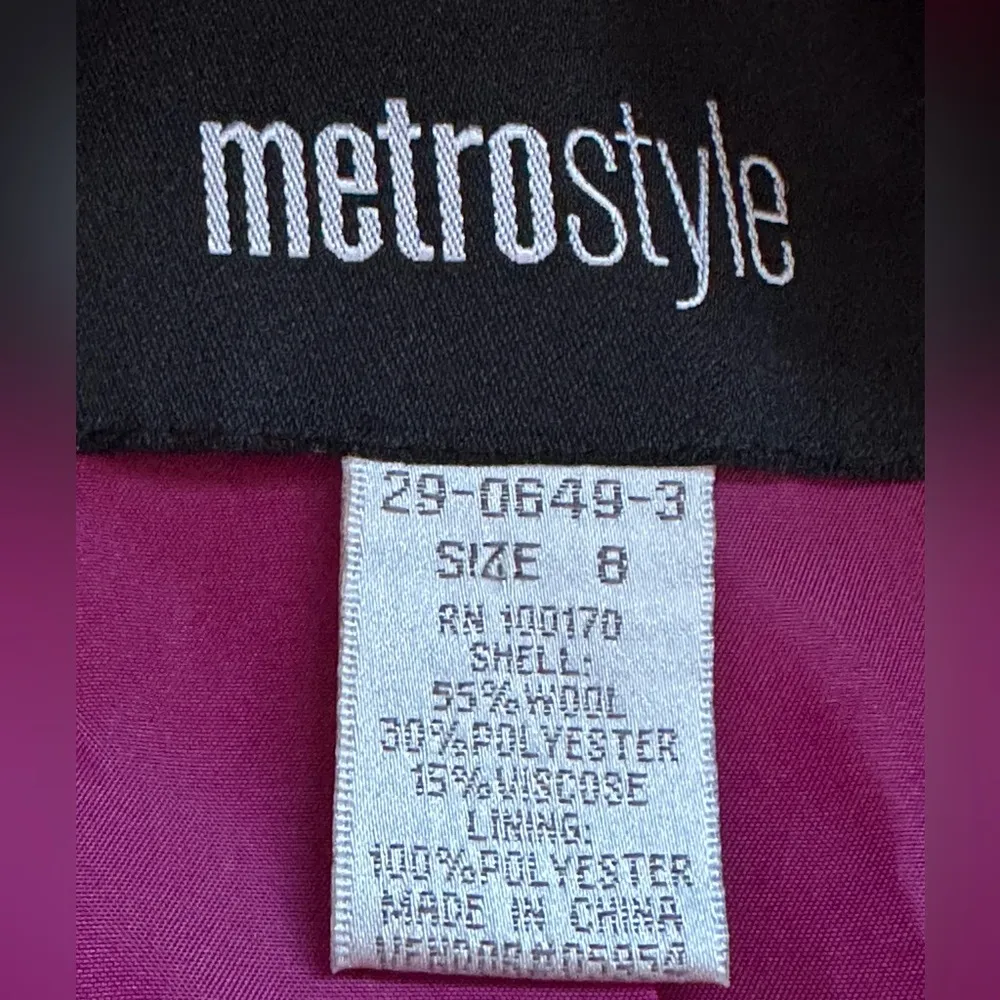 Metrostyle Pink Pea Coat. Doublee Breasted. Large Cuffed & Buttons Sleeve Sz 8 - Image 12