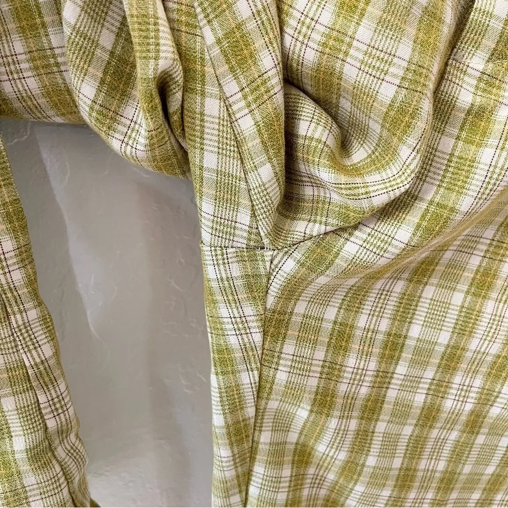 Daisy Street Green Yellow Juniper Plaid Split Hem Trousers US Small - Image 8