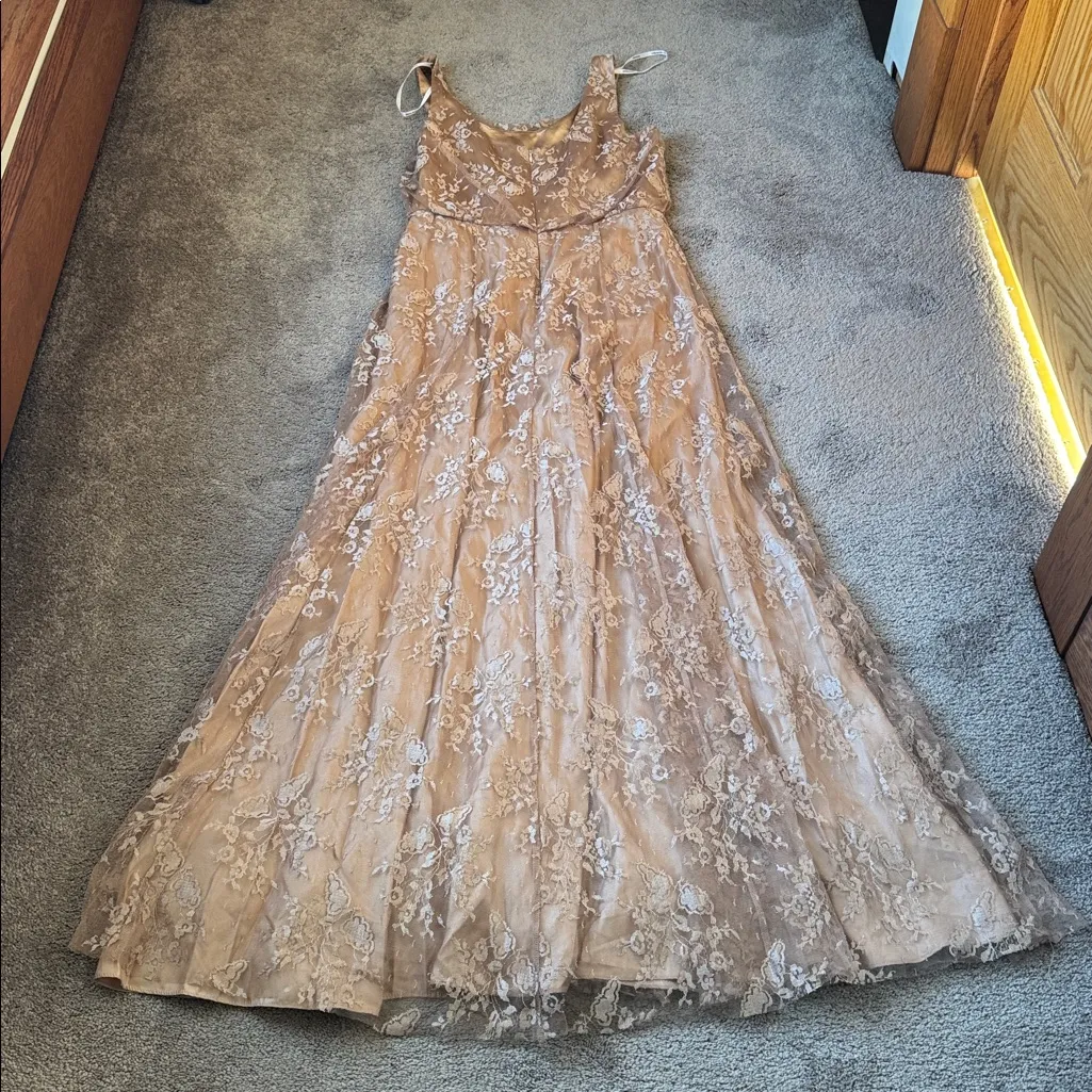 Donna Morgan Collection Oyster Natalya Blouseon Lace Dress SIZE 10 - Image 7