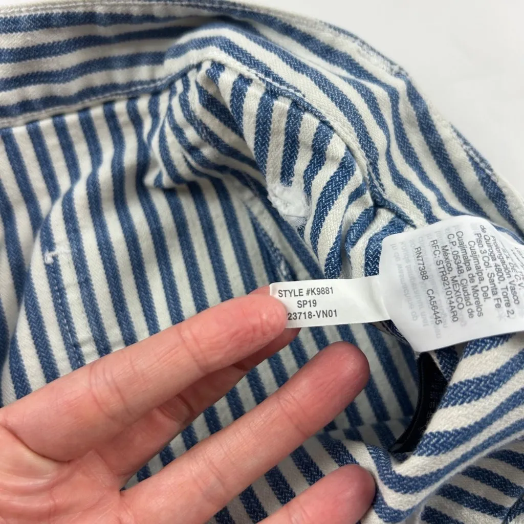 Madewell Blue Railroad Striped Wide Leg Cropped Chino Pant 30 - Image 6