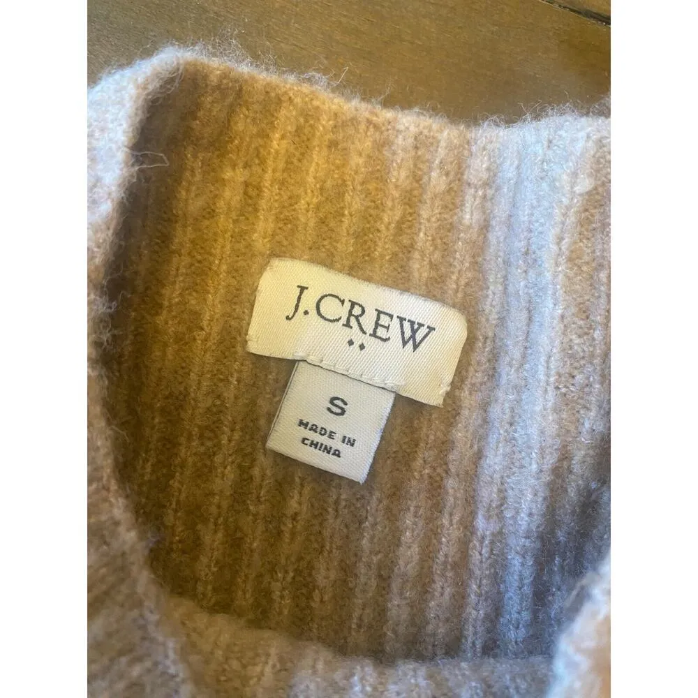 J crew ribbed mock turtle neck‎ beige wool sweater size small - Image 3