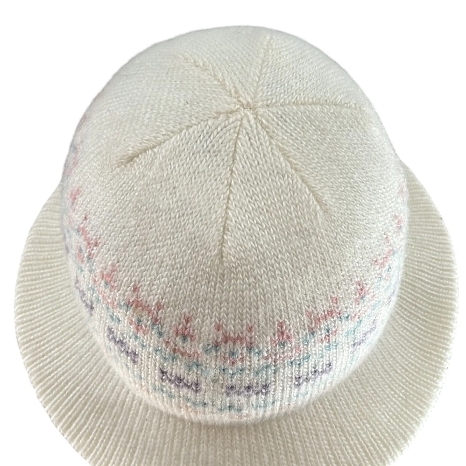 Vintage White Pastel Machine Knit Cloche Hat - Image 4