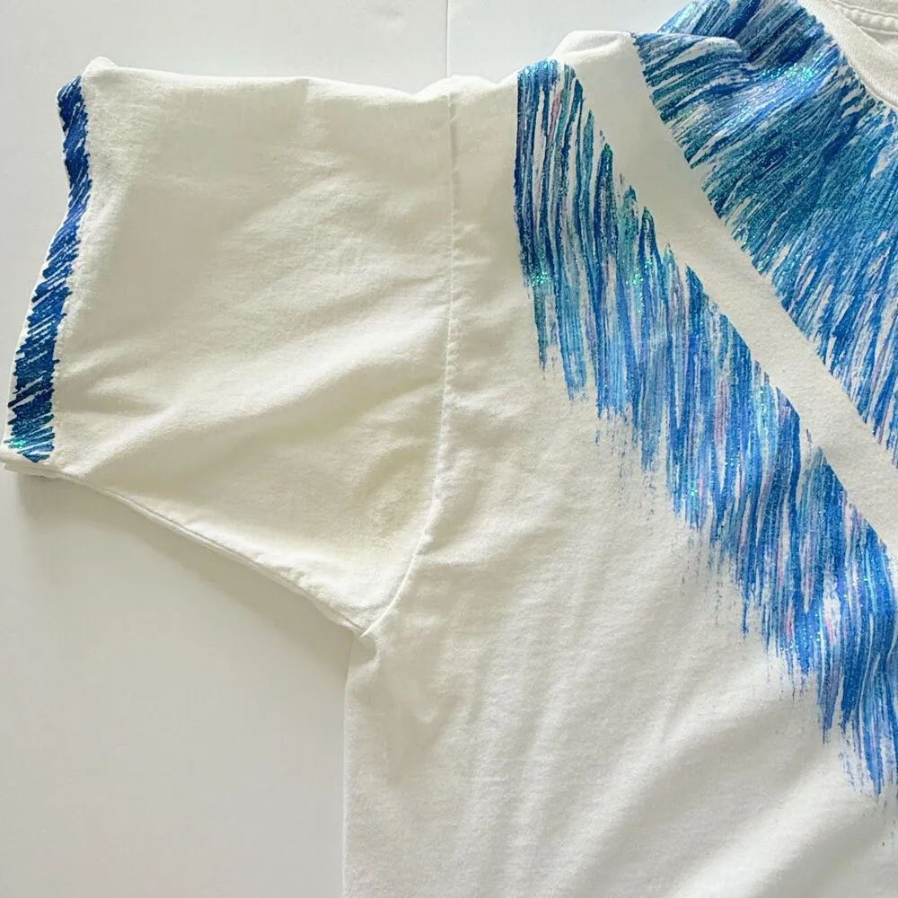 90s Fruit of the Loom Glitter Tee Single Stitch Graphic T-Shirt USA XXL - Stain - Image 9