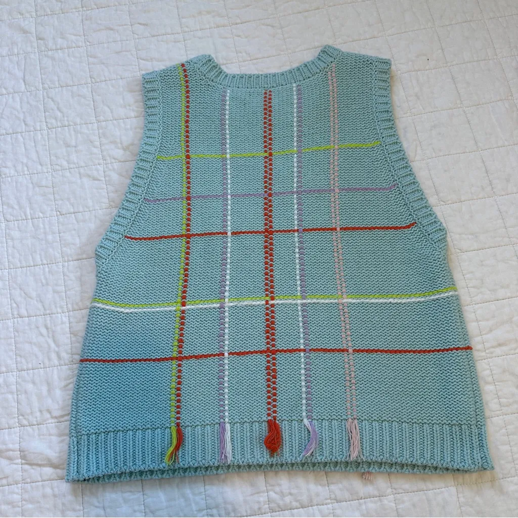 Alice + Olivia Rosalina Grid Shell Sweater Vest Plaid Large - Image 3