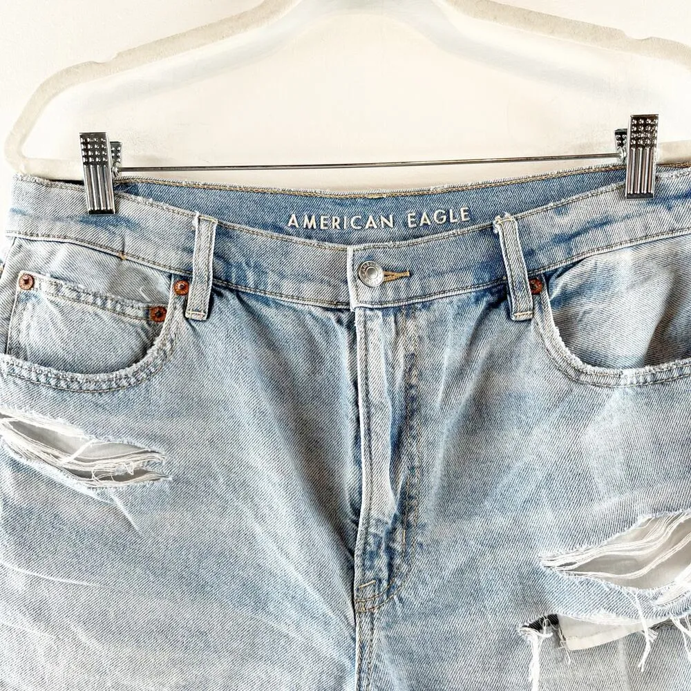 American Eagle The Highest Rise 90's Boyfriend Shorts Distressed Blue 14 - Image 6