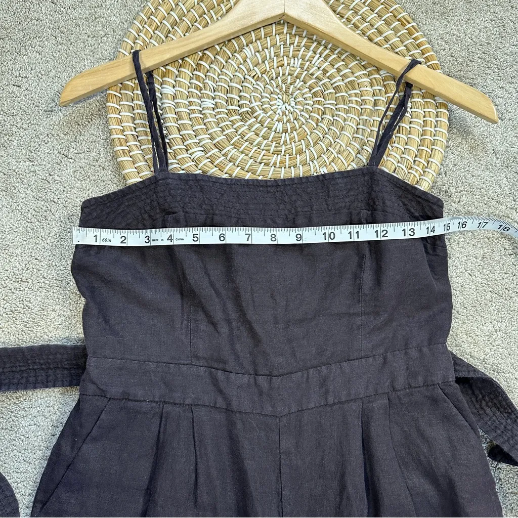 J. Crew Women’s 100% Linen Tie-Waist Jumpsuit Cropped Sleeveless Wide Leg Size 2 - Image 11