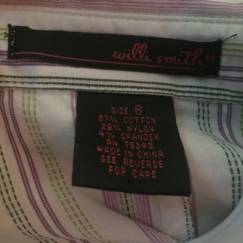 White & Pink Striped Willi Smith Collard Shirt Size 8 - Image 7